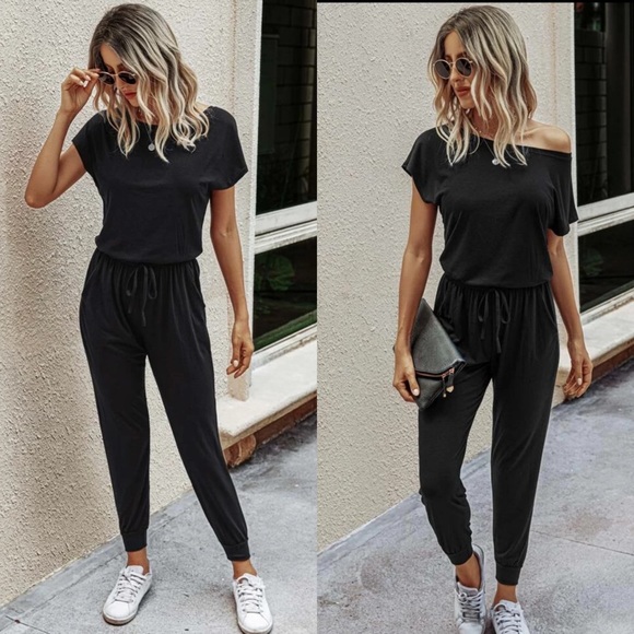 Black drawstring waist jumpsuit black - Picture 5 of 5